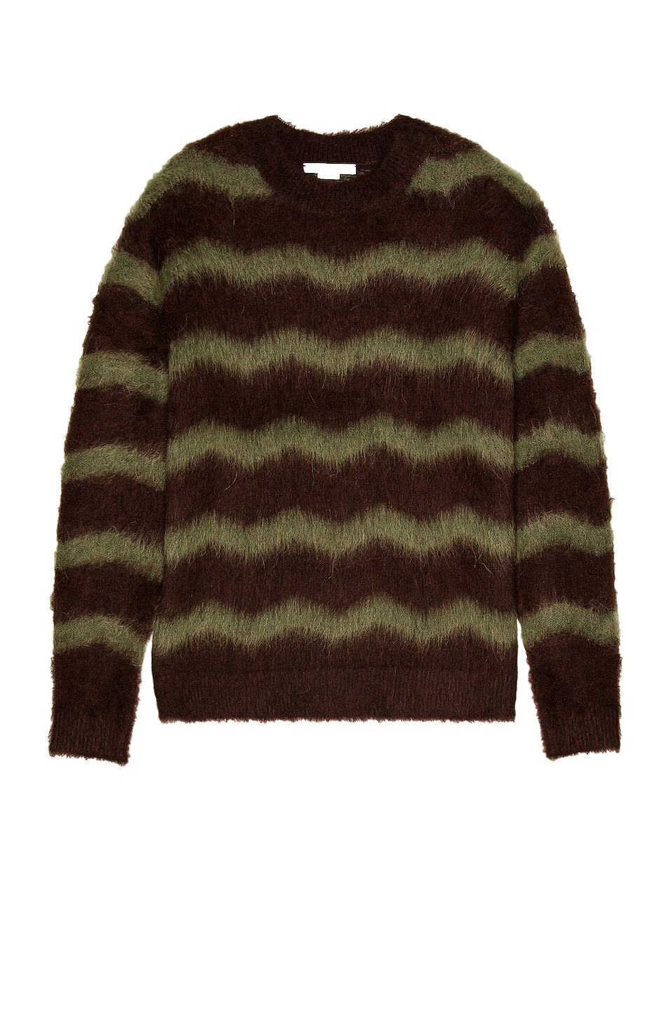Image 1 of Acne Studios Stripe Knit Sweater in Brown & Military Green