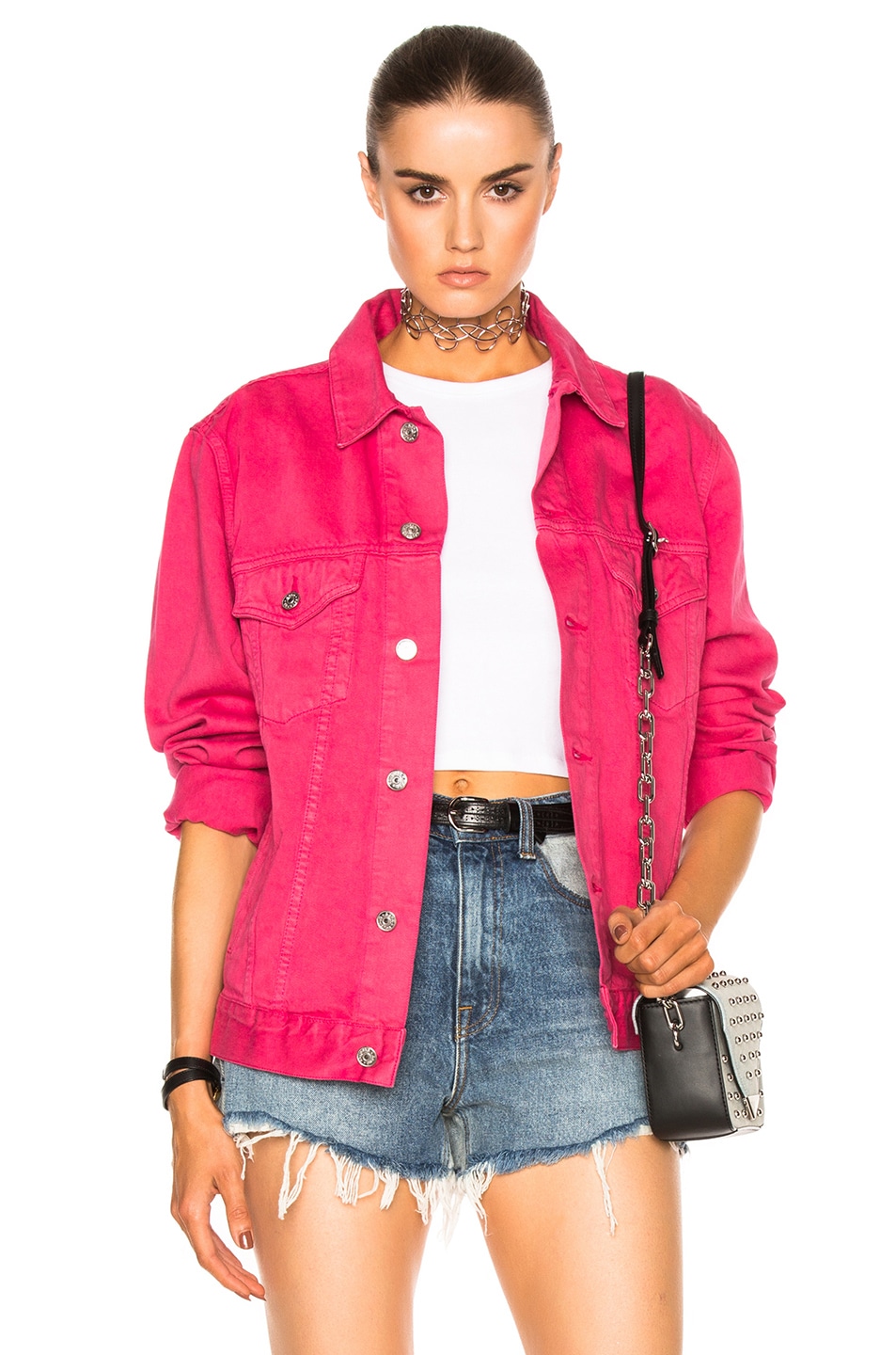 Image 1 of Acne Studios Beat Denim Jacket in Pink