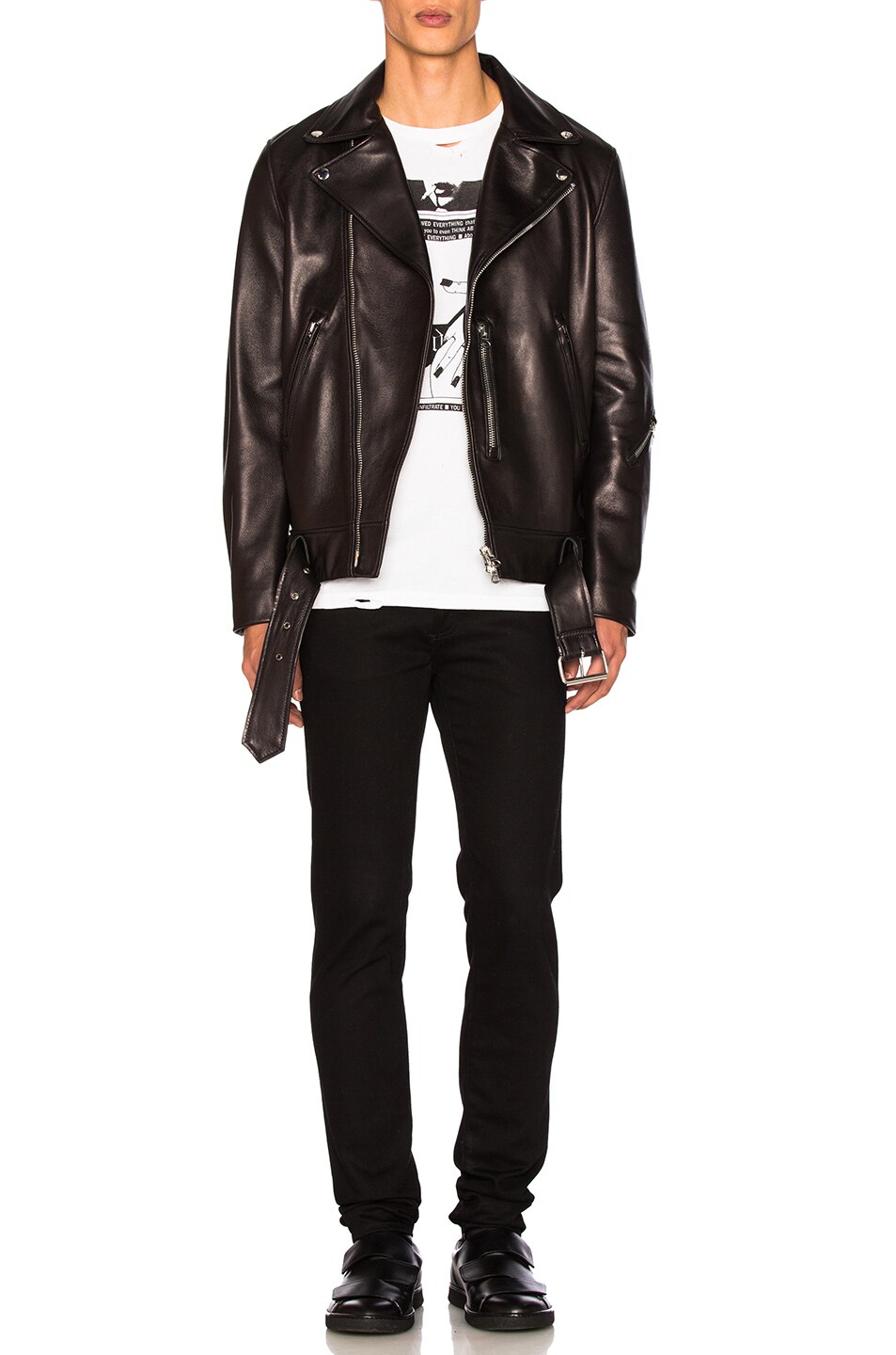 Acne Studios Nate Clean Leather Jacket In Black Fwrd Image 6 Of Acne Studios Nate Clean Leather Jacket In Black