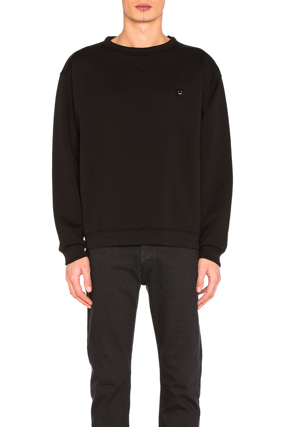 Image 1 of Acne Studios Fint Face Sweatshirt in Black