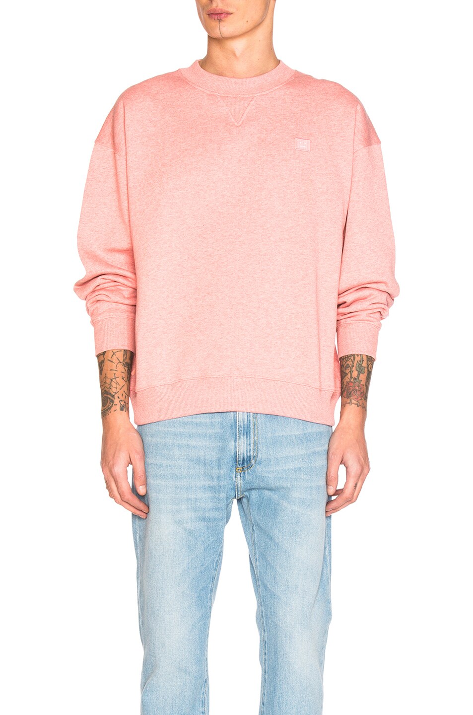 Image 1 of Acne Studios Yana Face Sweatshirt in Pink Melange