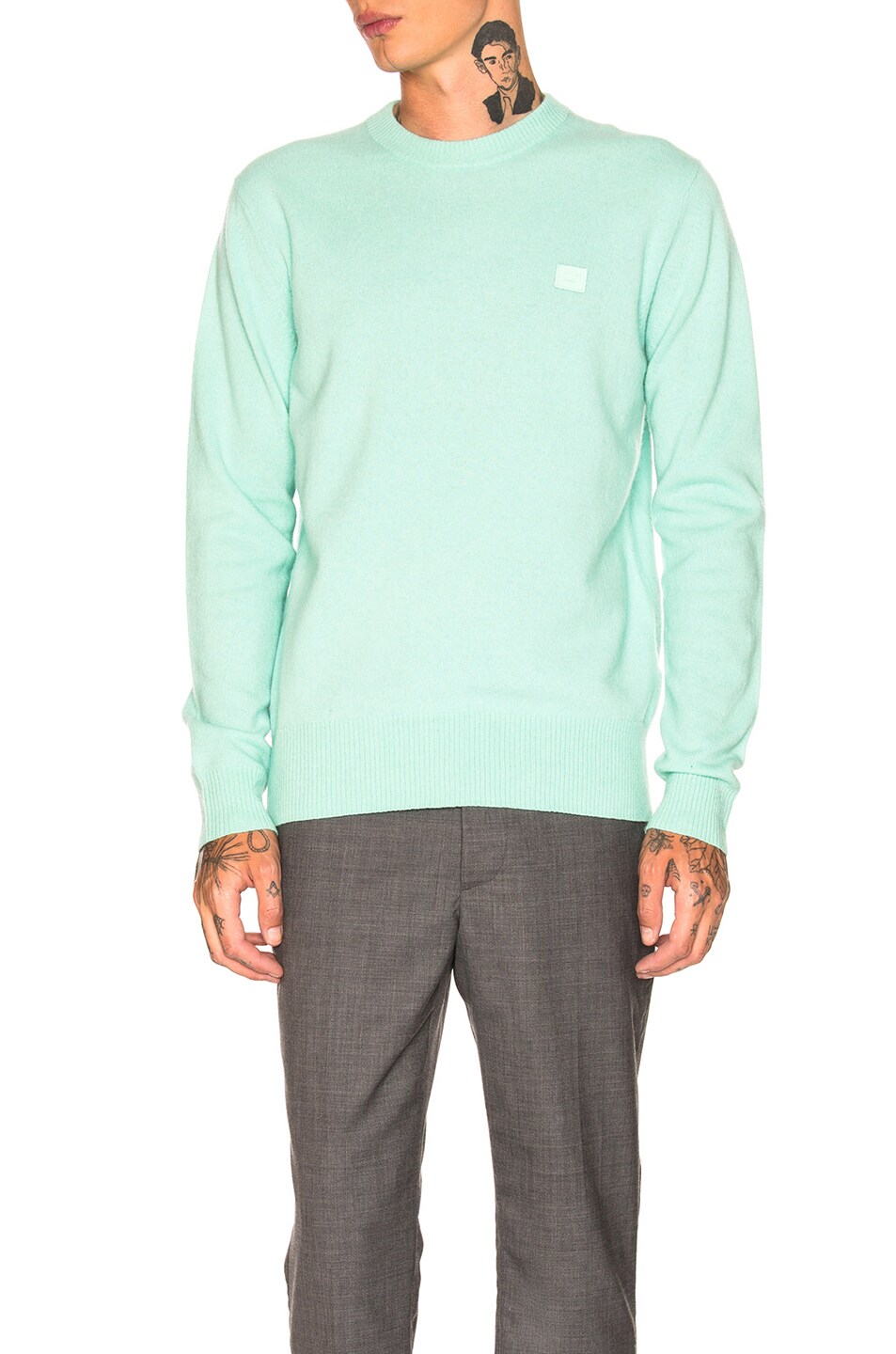 Image 1 of Acne Studios Nalon Face Sweater in Mint Green