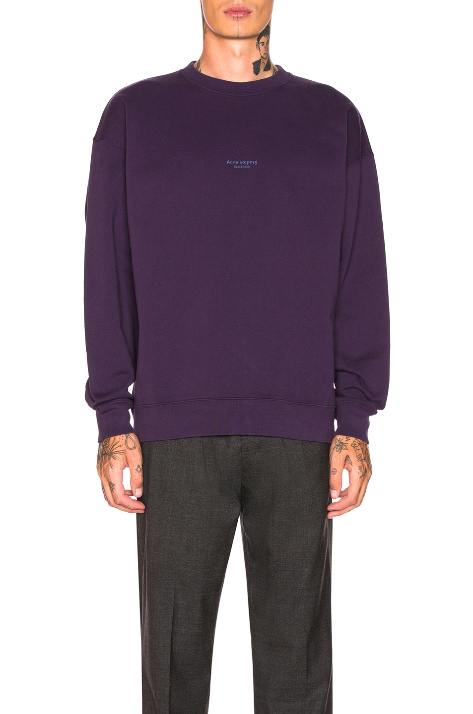 Image 1 of Acne Studios Logo Sweatshirt in Plum Purple