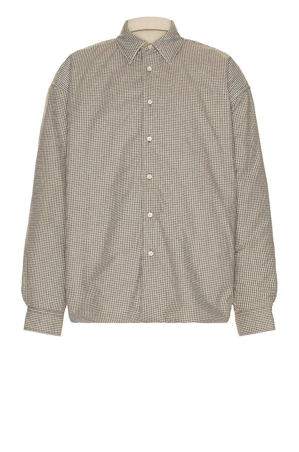 Image 1 of Acne Studios Oddy Cotton Micro Tattersall Padded Overshirt in Brown & Green