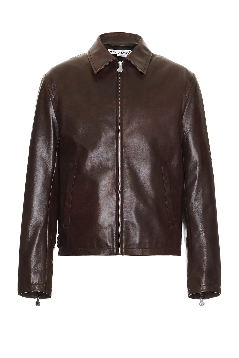 Image 1 of Acne Studios Leather Zip Jacket in Brown