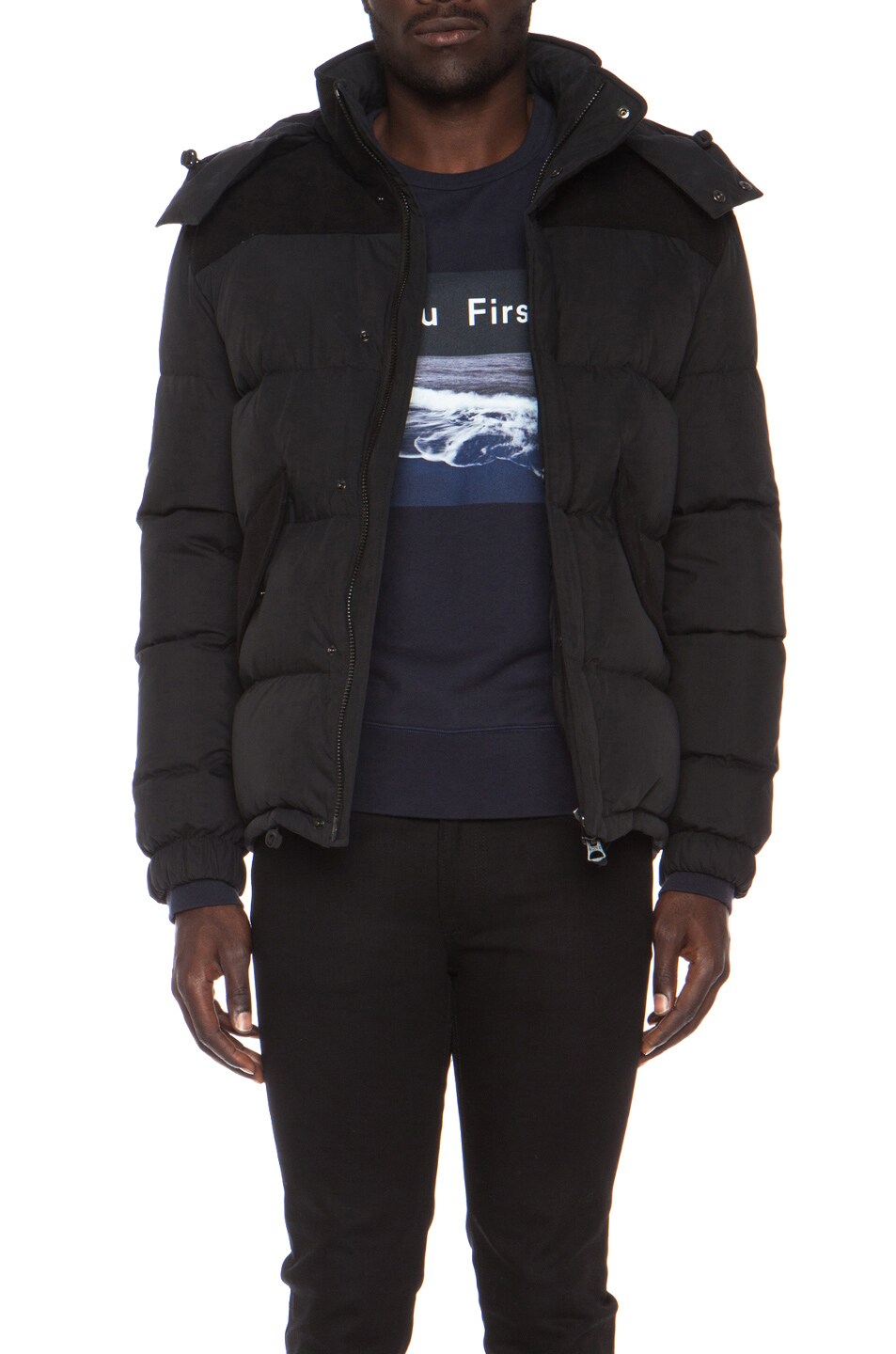 Image 1 of Acne Studios Blaine Contrast Cotton-Blend Jacket in Black