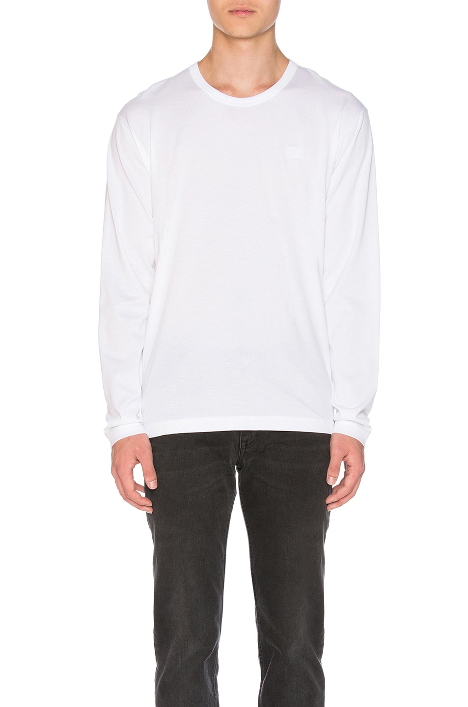 Image 1 of Acne Studios Nash Face Long Sleeve Tee in Optic White
