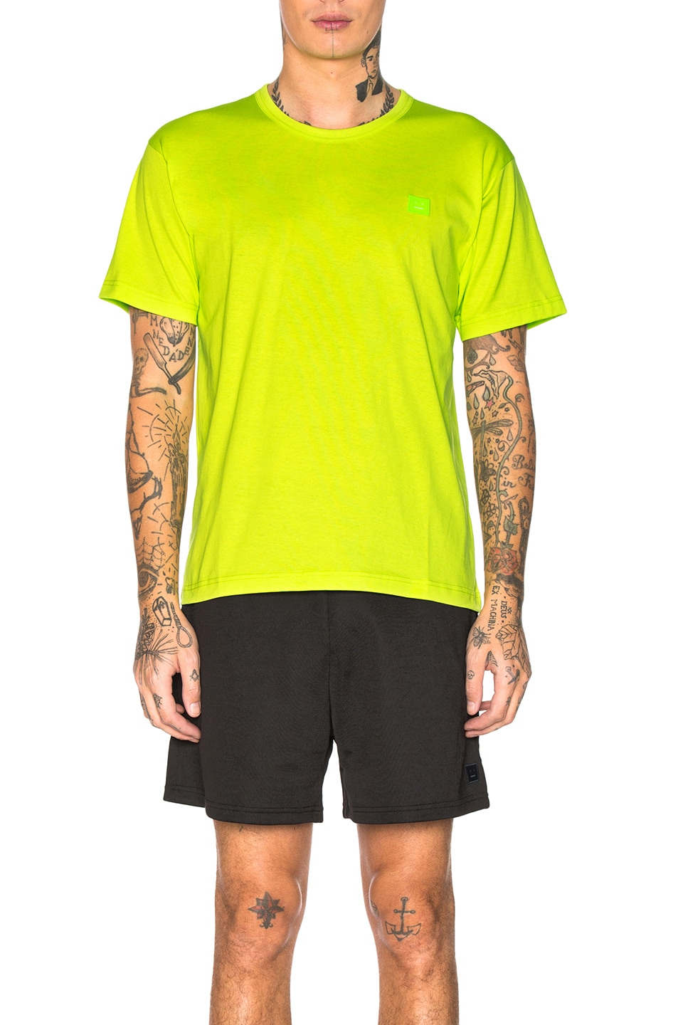 Image 1 of Acne Studios Nash Face Tee in Lime Green
