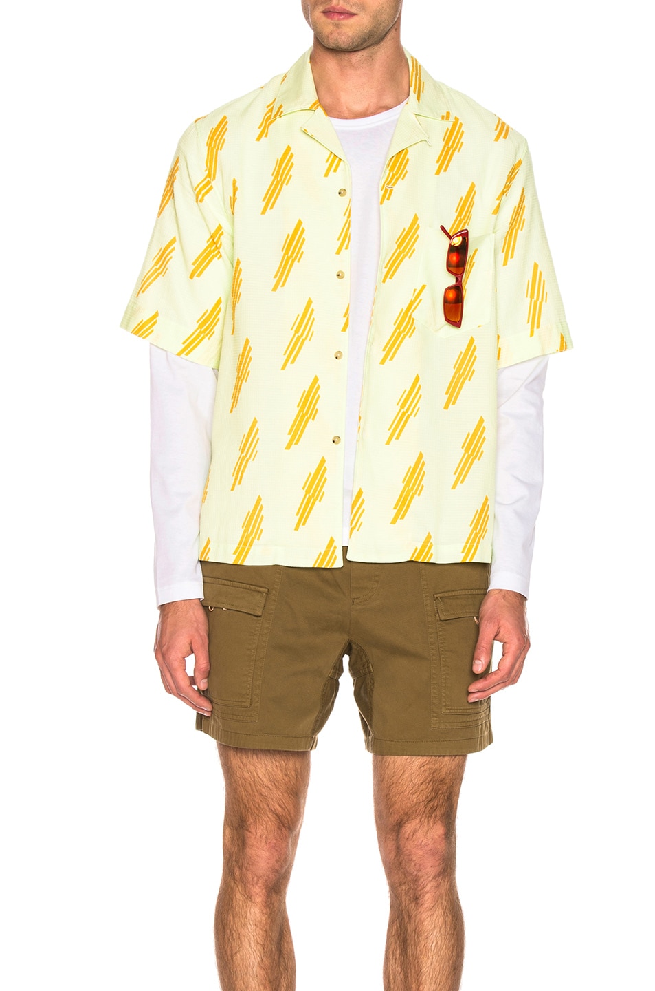 Image 1 of Acne Studios Simon Diag Shirt in Mint Green & Sunflower Yellow