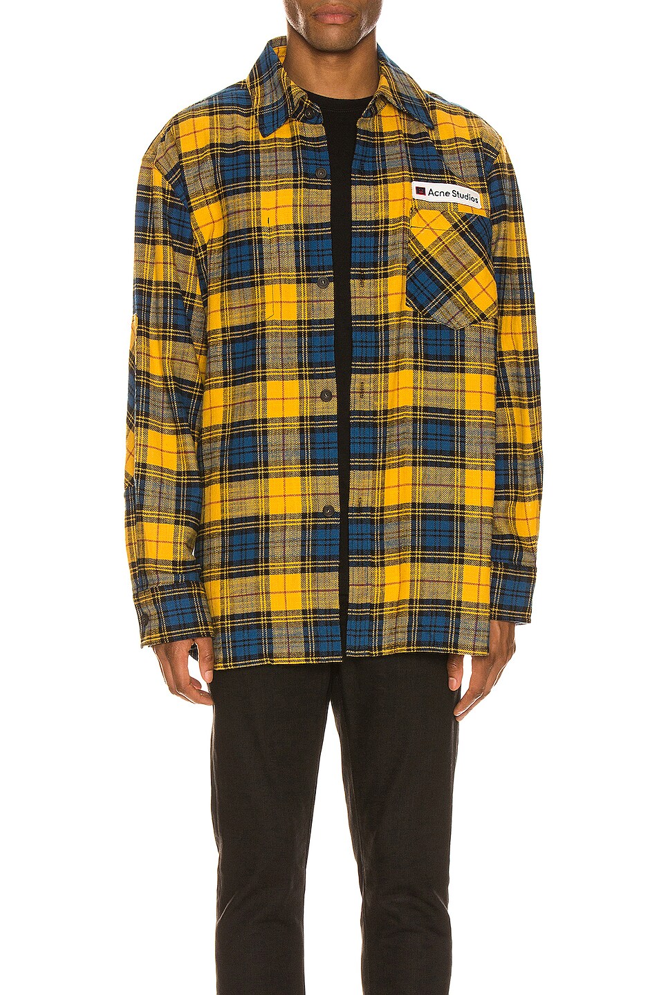 Image 1 of Acne Studios Flannel Overshirt in Yellow & Black