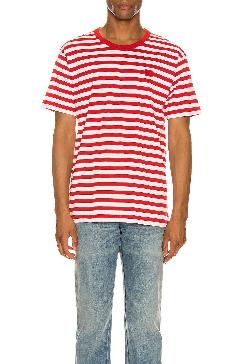 Image 1 of Acne Studios Striped Tee in Cherry Red