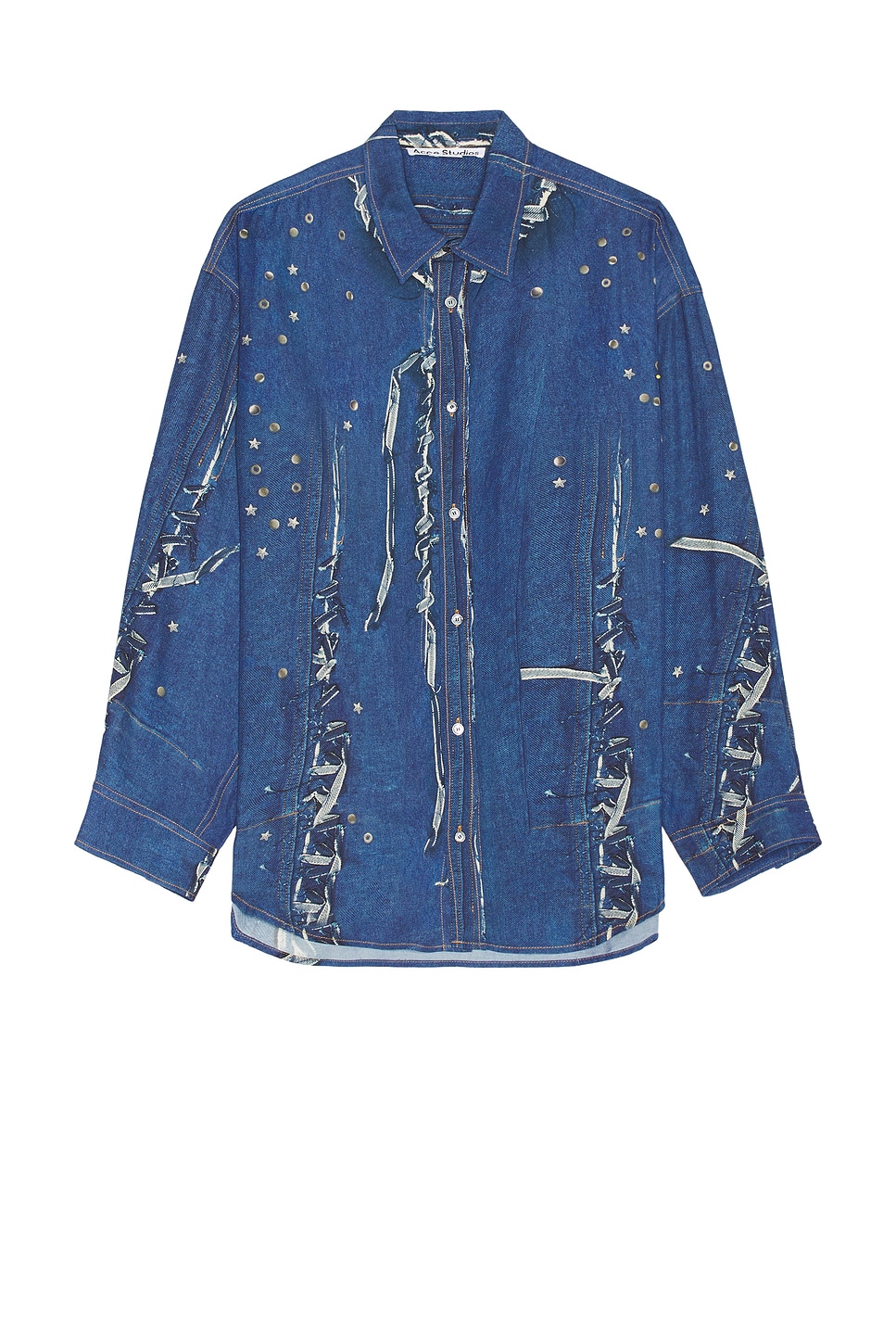 Image 1 of Acne Studios Long Sleeve Shirt in Navy Multi