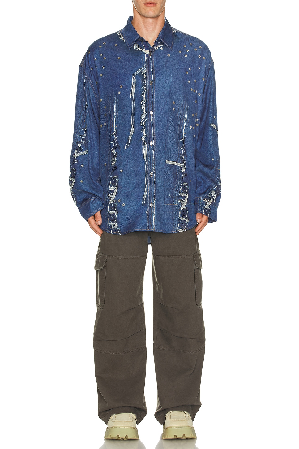 Image 1 of Acne Studios Long Sleeve Shirt in Navy Multi