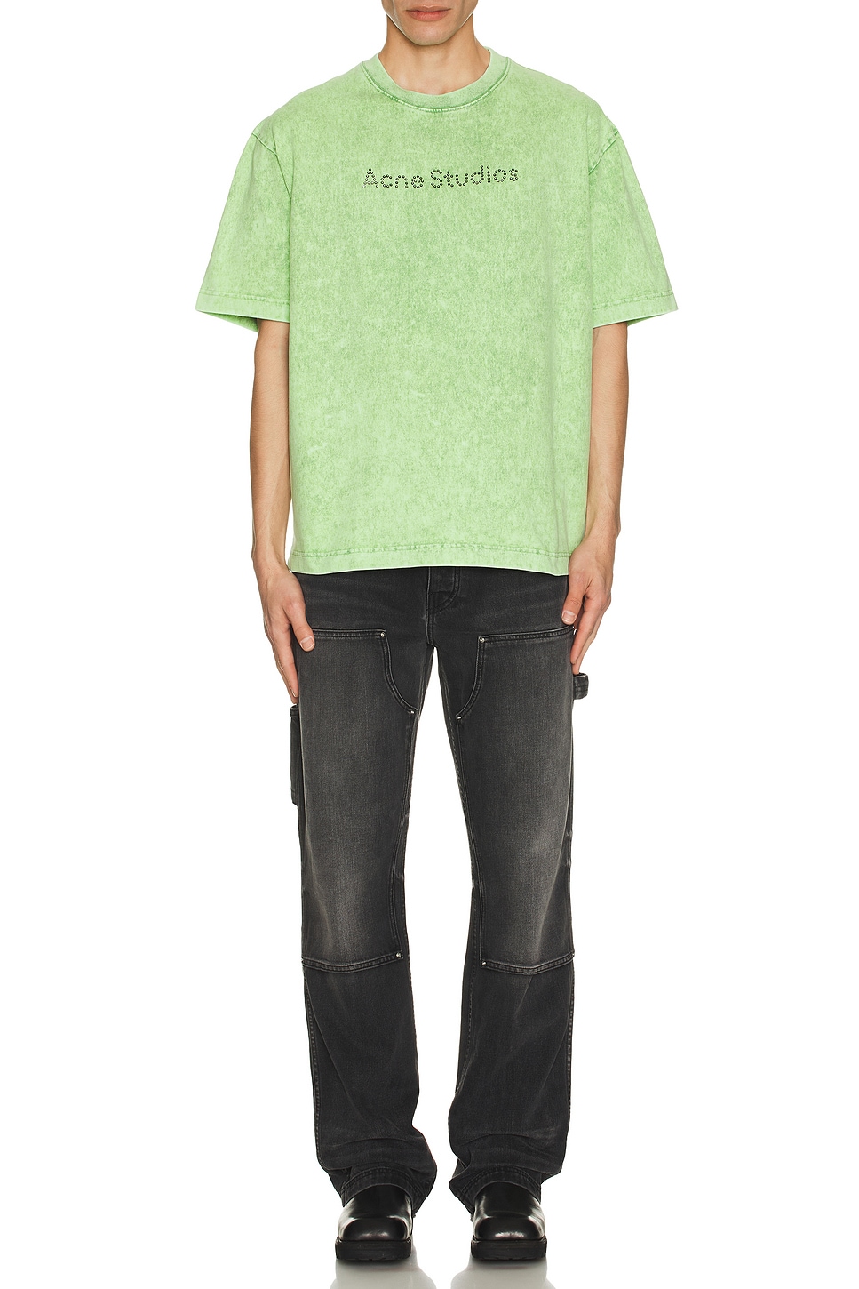 Image 1 of Acne Studios Exford University Stamp Stud T-shirt in Bright Green