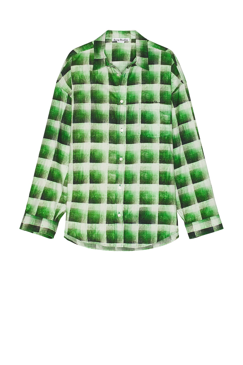 Image 1 of Acne Studios Printed Flannel Check Shirt in Green