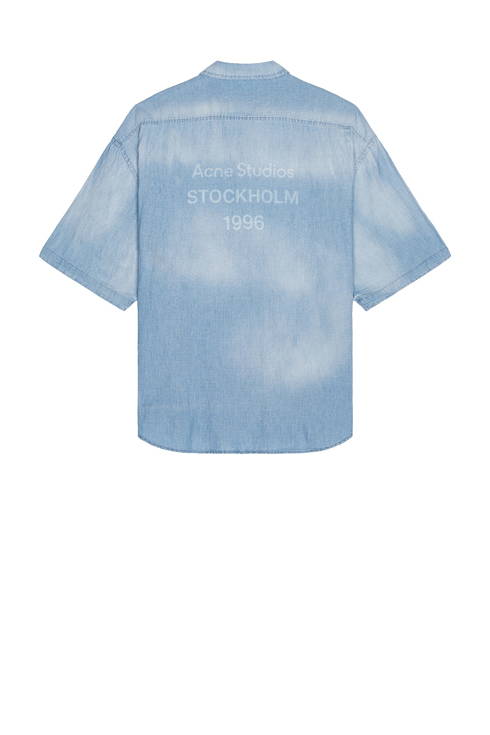 Image 1 of Acne Studios Setar Chambray Short Sleeve Shirt in Mid Blue