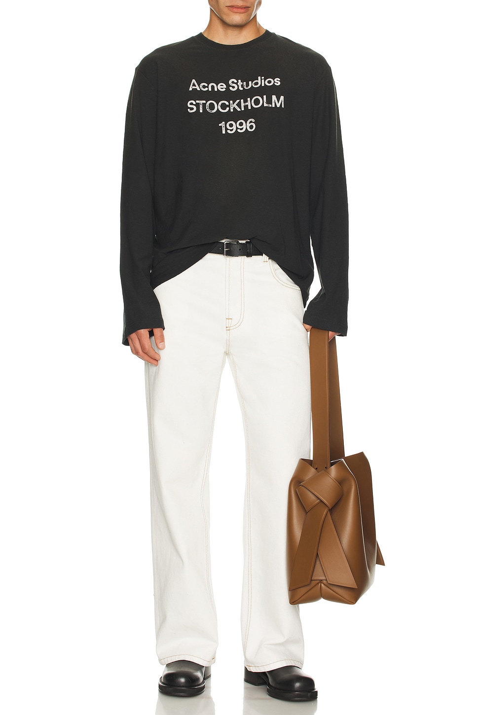 Image 1 of Acne Studios Edden Long Sleeve T-Shirt in Faded Black