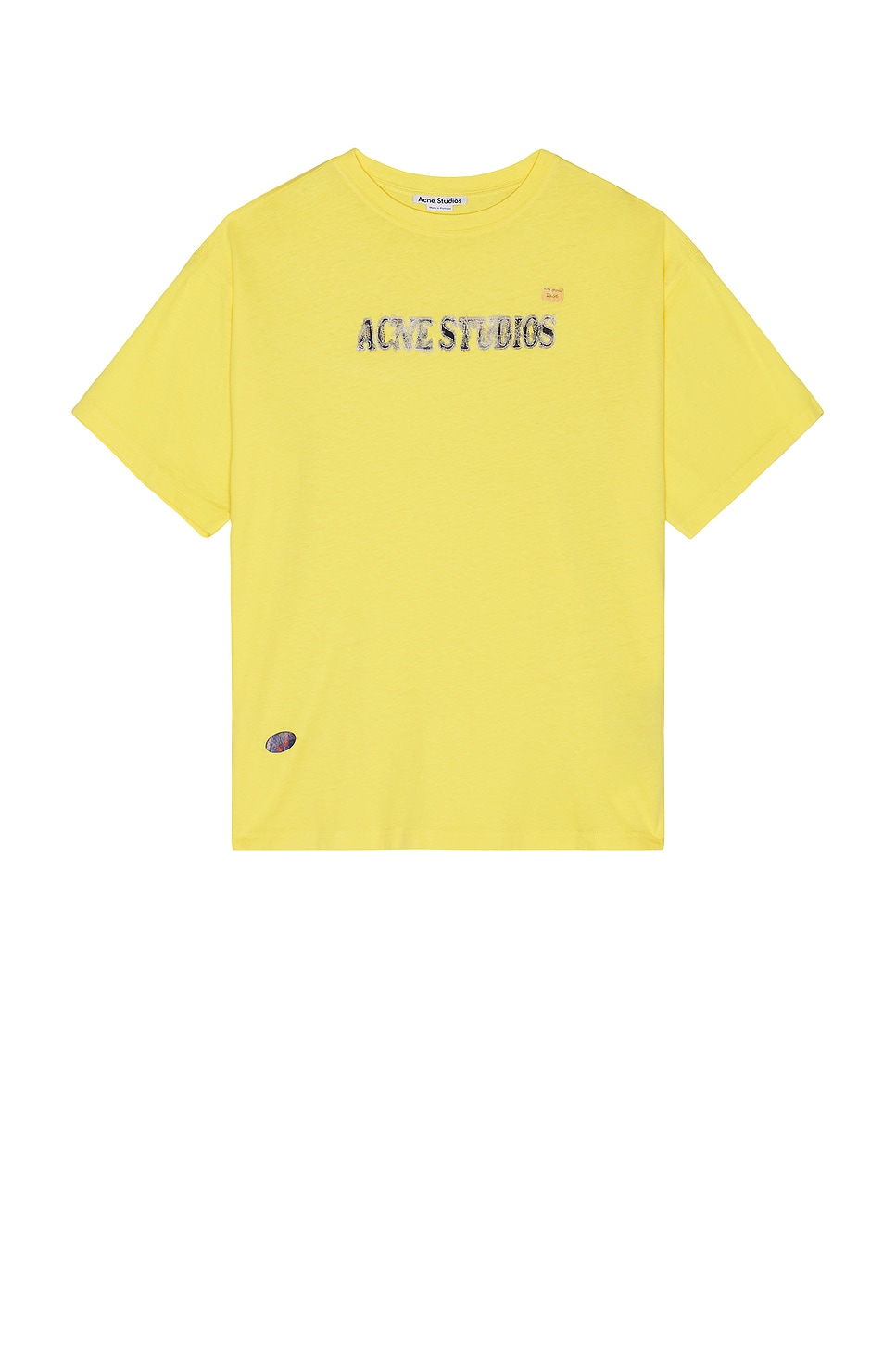 Image 1 of Acne Studios Edra Embroidered T-Shirt in Bright Yellow