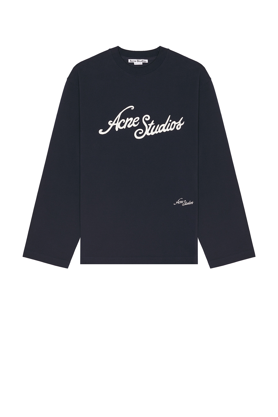 Image 1 of Acne Studios Long Sleeve Logo T-Shirt in Deep Blue