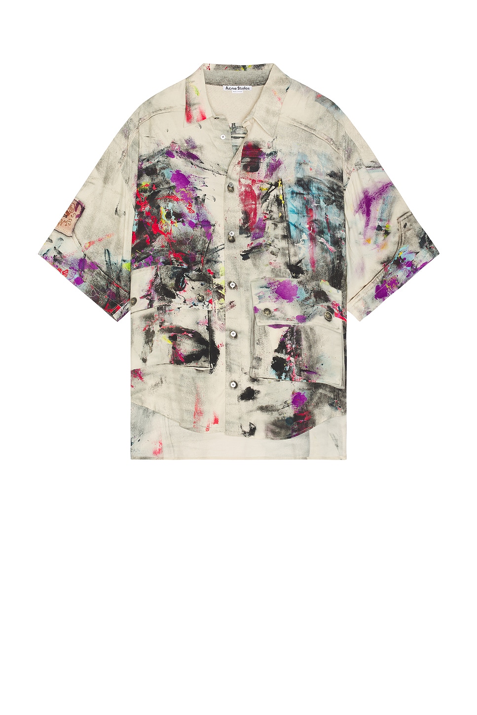 Image 1 of Acne Studios Setar Short Sleeve Shirt in White Multicolor