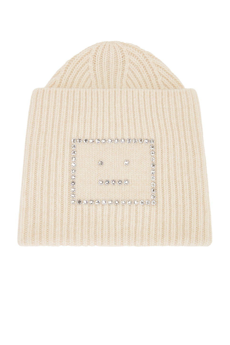 New Crystal Face Beanie in Cream