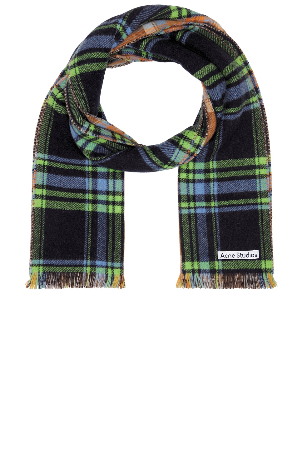 Shop Acne Studios Vorata Scarf In Blue  Green  & Orange