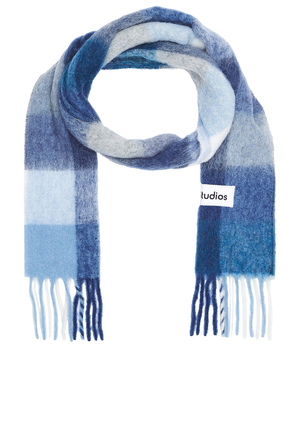 Shop Acne Studios Vally Scarf In Indigo  Grey  & Light Blue