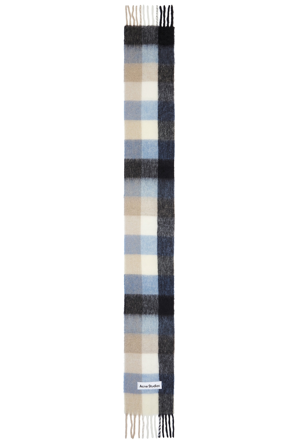 Acne Studios Heavy Scarf In Blue Beige & Black