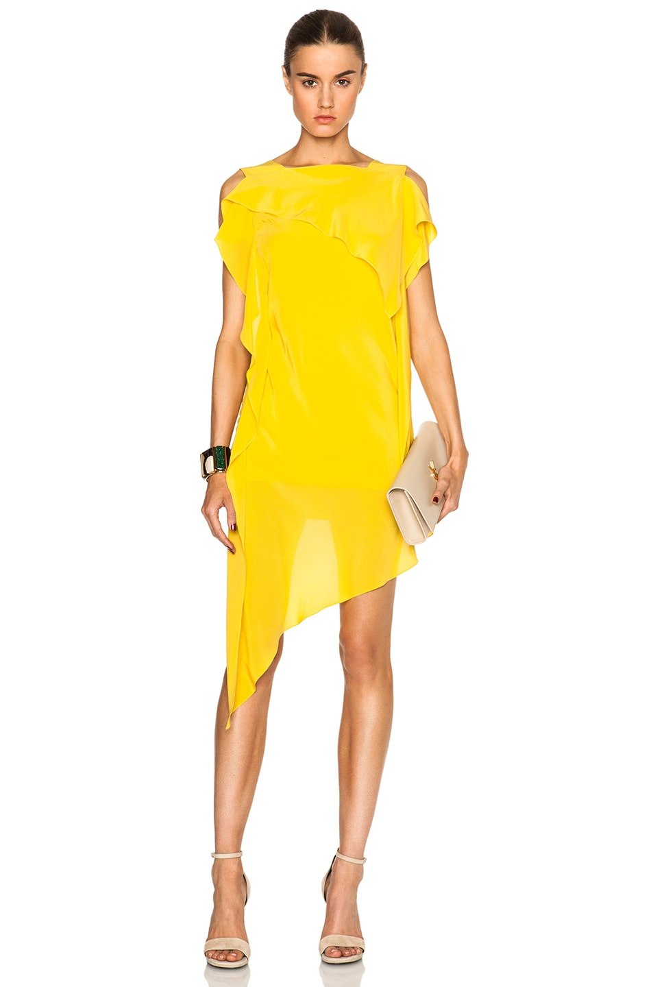 Image 1 of Acne Studios Barrow Deep Back Dress in Acid Yellow