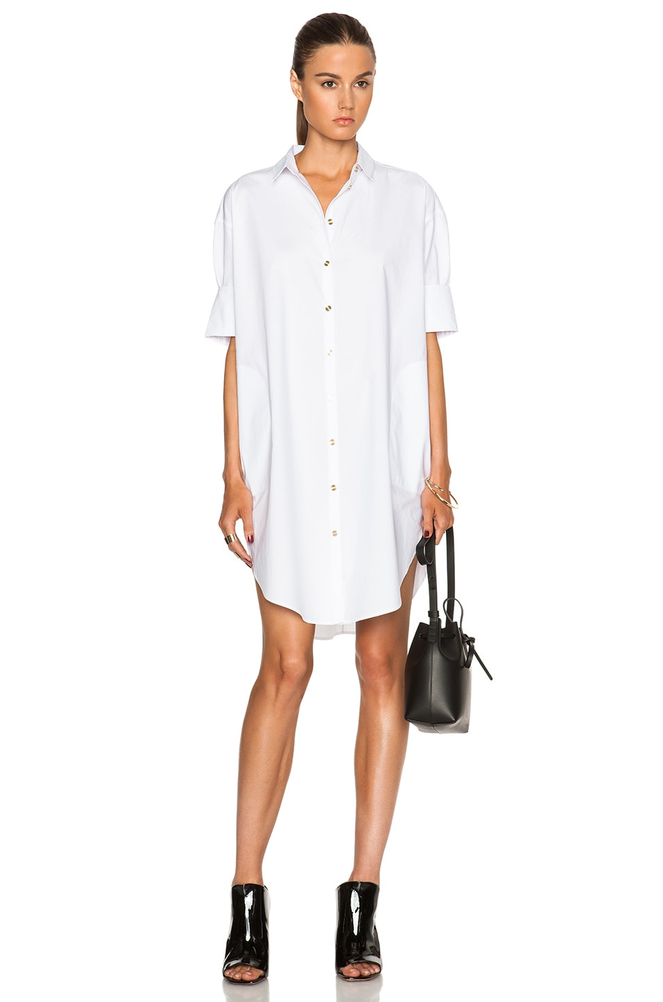 Image 1 of Acne Studios Lash Long Shirt Dress in Optic White