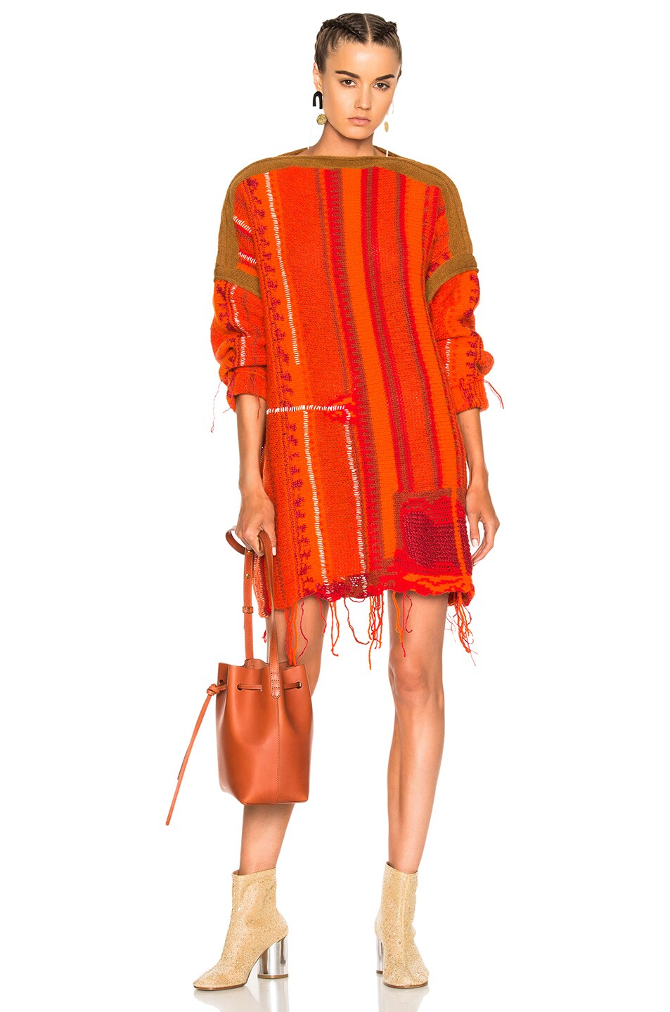 Image 1 of Acne Studios Anastasia Mix Sweater Dress in Orange