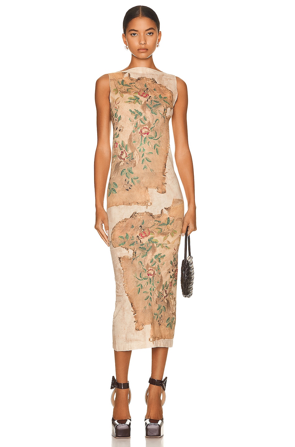 Image 1 of Acne Studios Print Dress in Beige & Ecru