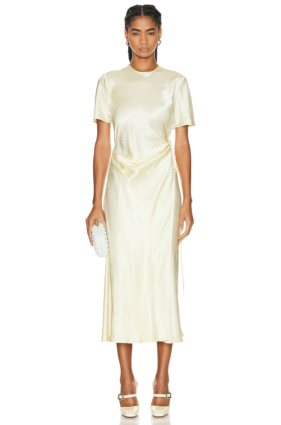 Image 1 of Acne Studios Short Sleeve Dress in Pastel Yellow
