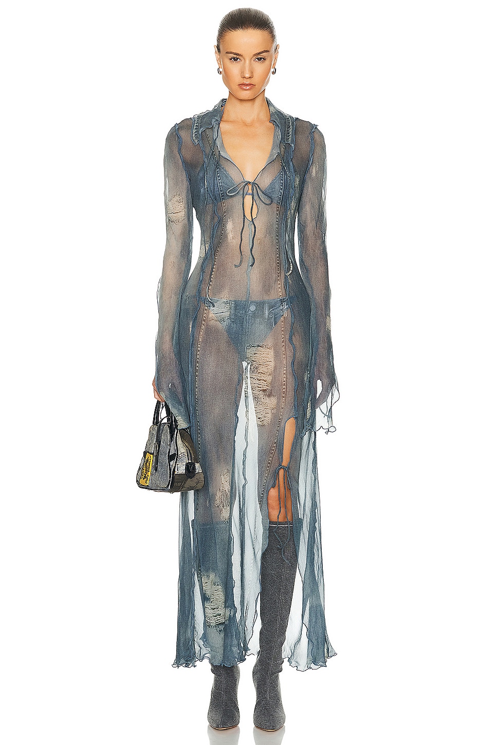Image 1 of Acne Studios Tromp Loeil Dress in Denim Blue