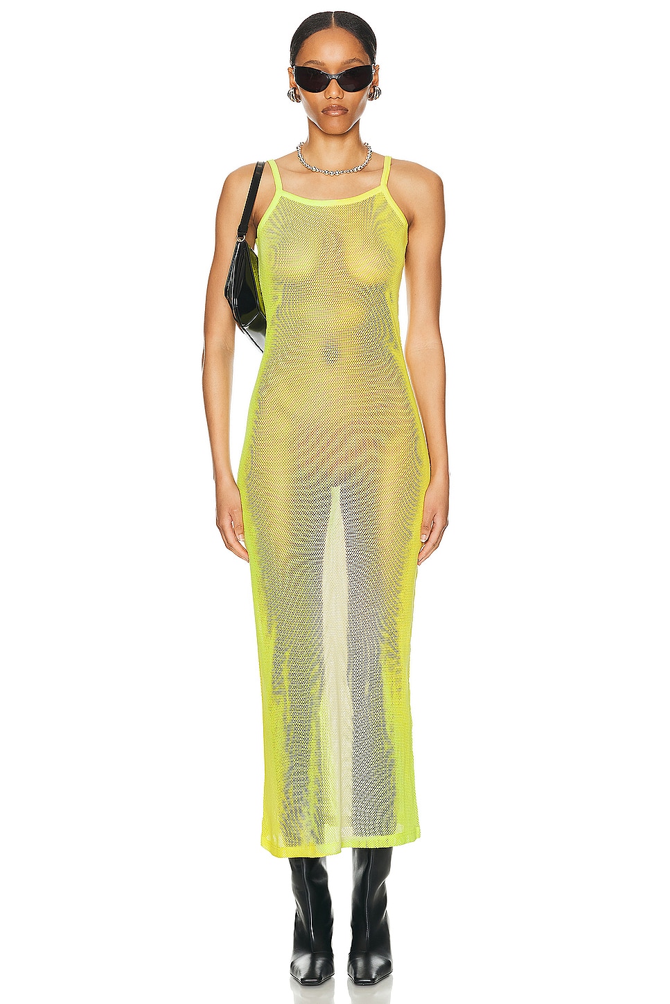 Image 1 of Acne Studios See Through Dress in Acid Yellow