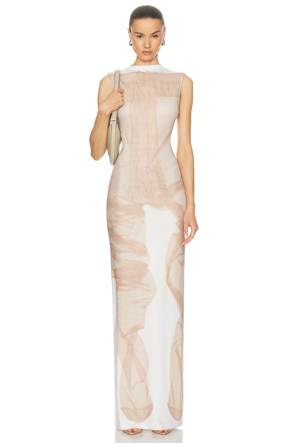 Image 1 of Acne Studios Sleeveless Maxi Dress in White & Beige