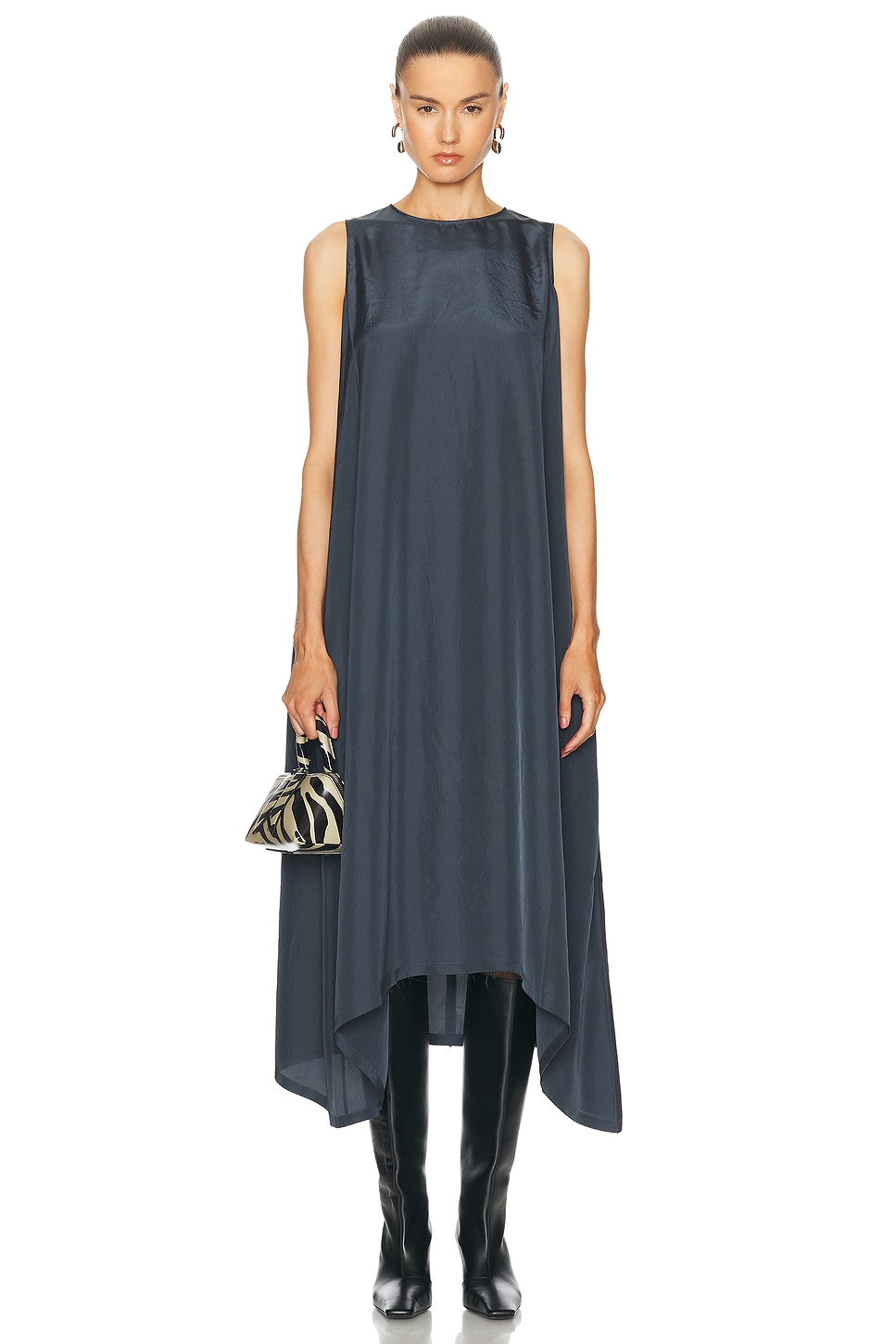 Image 1 of Acne Studios Summer Stripe Dress in Anthracite Grey