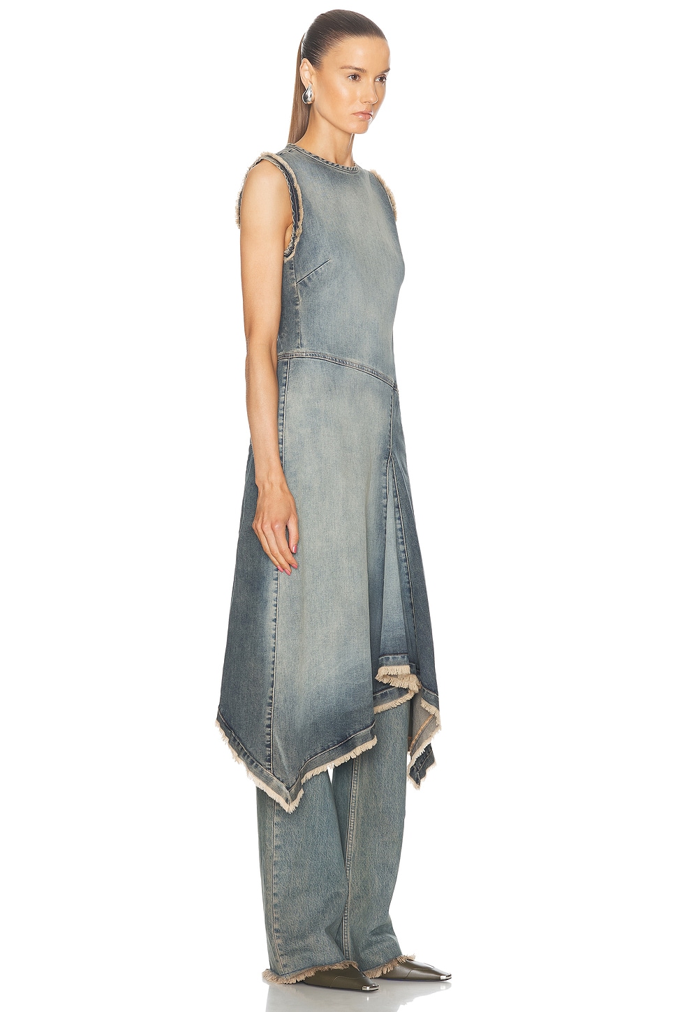 Shop Acne Studios Difella Denim Dress In Mid Blue