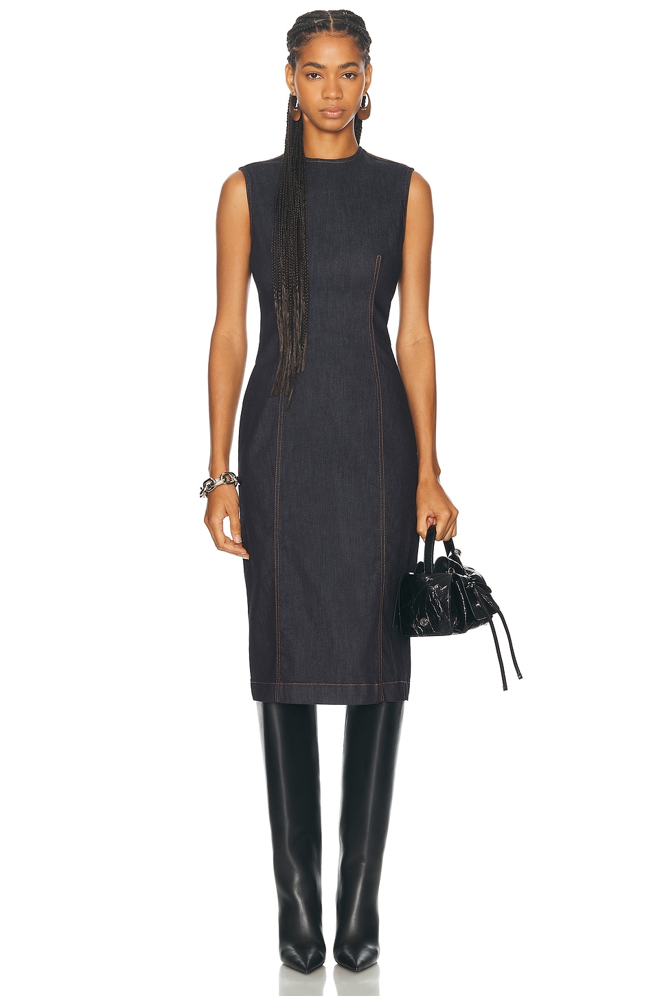 Image 1 of Acne Studios Sleeveless Midi Dress in Indigo Blue