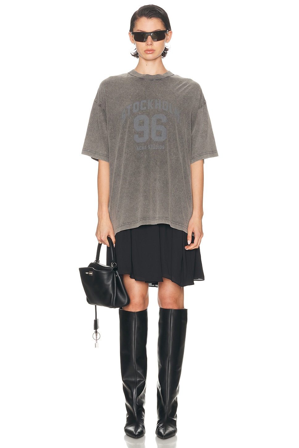 Image 1 of Acne Studios Ennie College Shirt Dress in Anthracite & Black