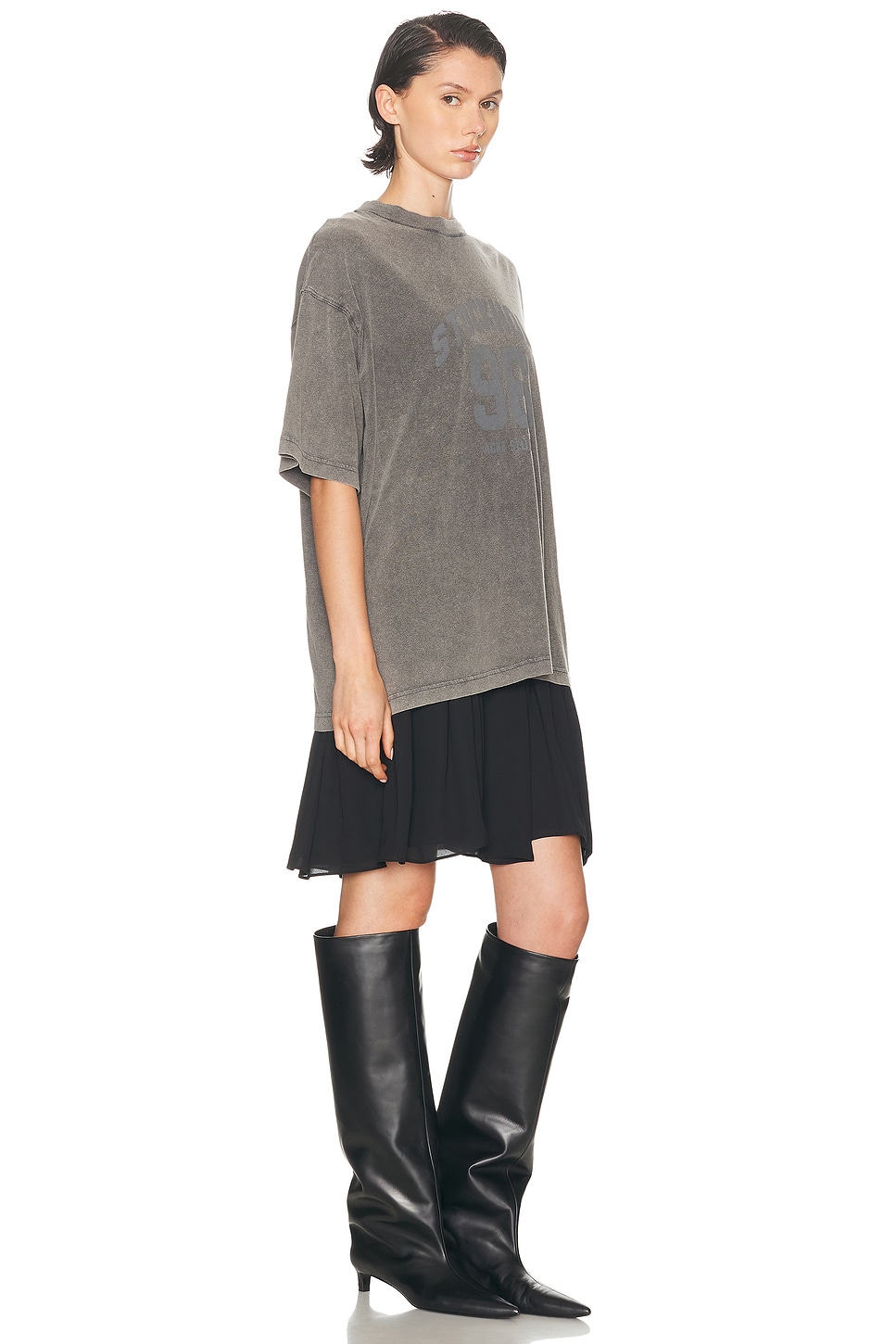 Acne Studios Ennie College Shirt Dress In Gray