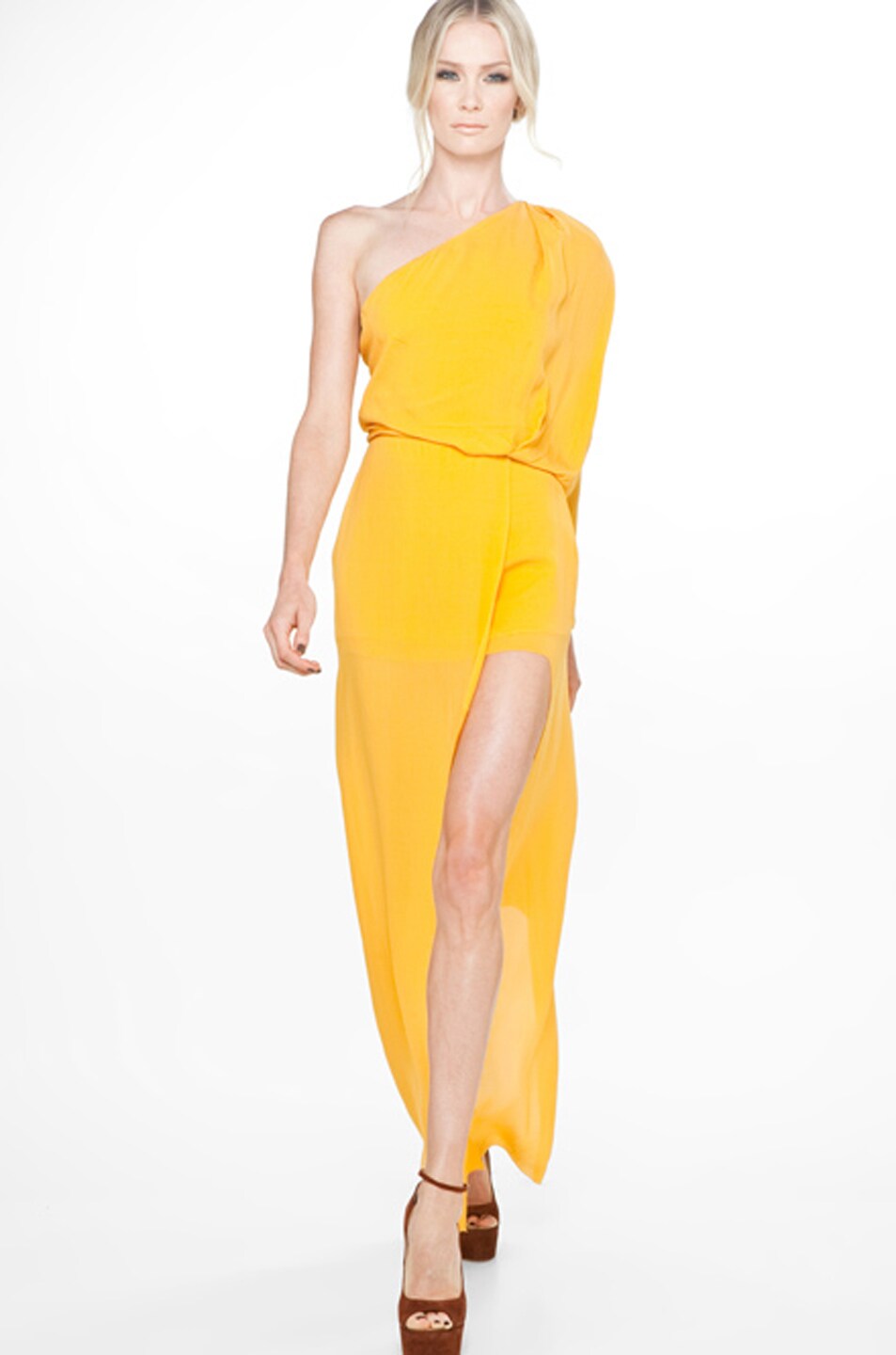 Acne Studios Emile Silk D Dress In Goldenrod Fwrd Image 1 Of Acne Studios Emile Silk D Dress In Goldenrod
