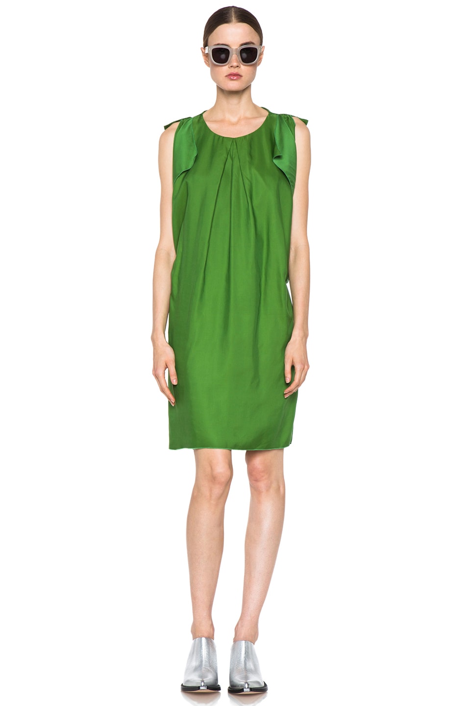 Image 1 of Acne Studios Marnay Lyocell-Blend Fluid Dress in Emerald Green