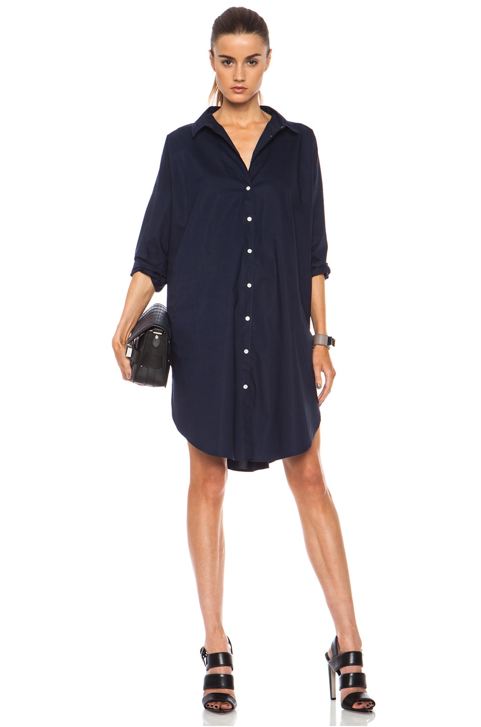 Image 1 of Acne Studios Lash Cotton Poplin Shirt Dress in Ink Blue