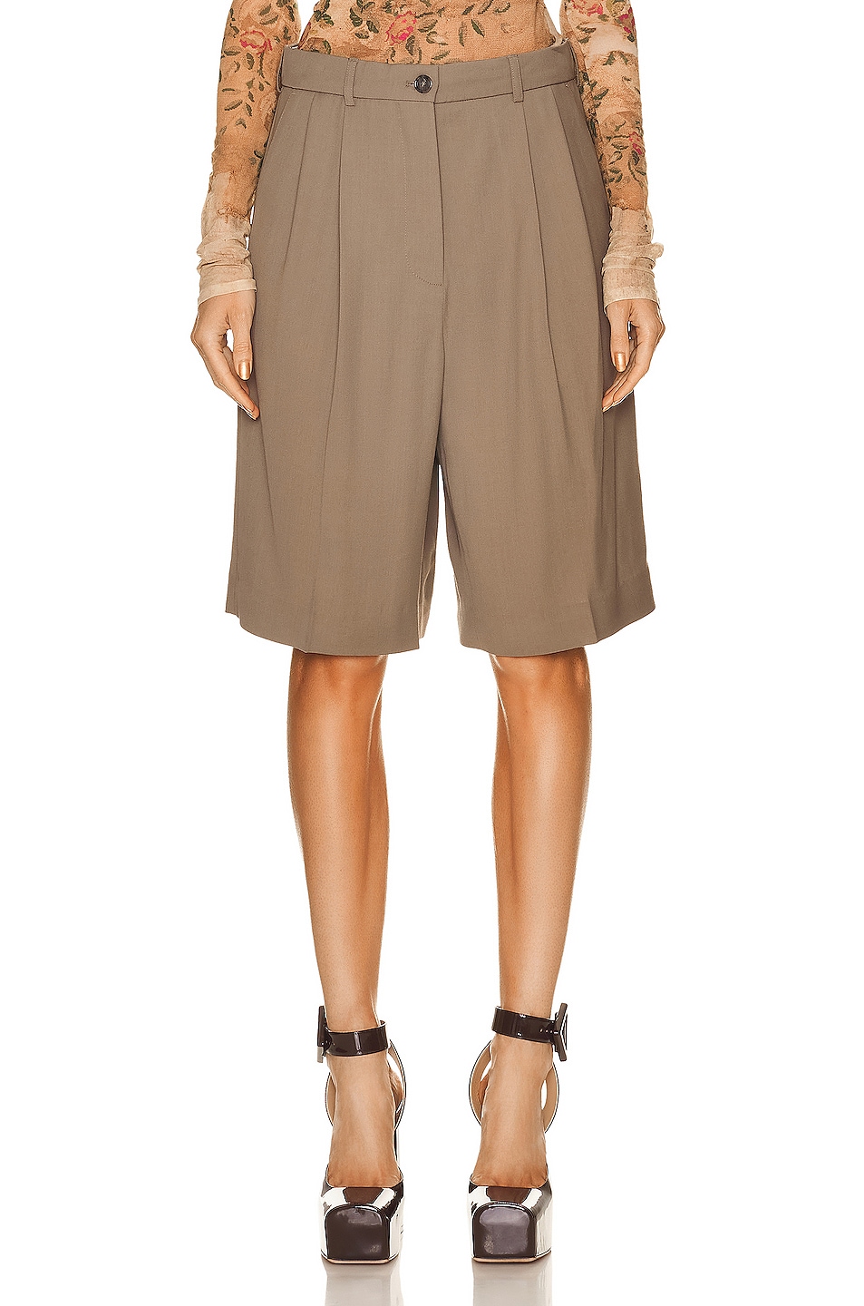 Image 1 of Acne Studios Suiting Shorts in Taupe Grey