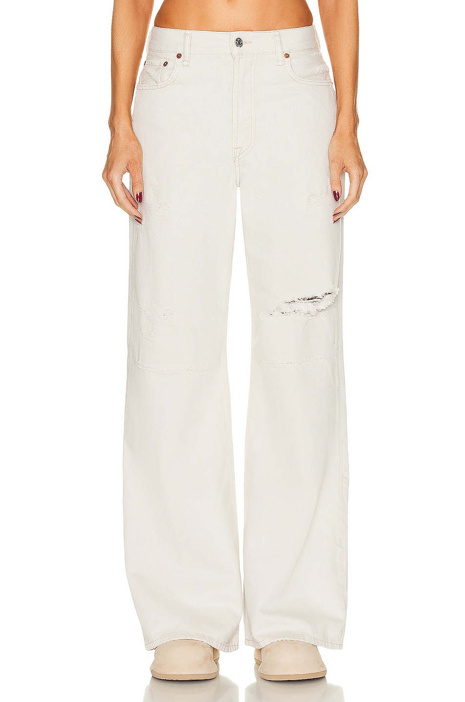 Image 1 of Acne Studios Distressed Wide Leg in White