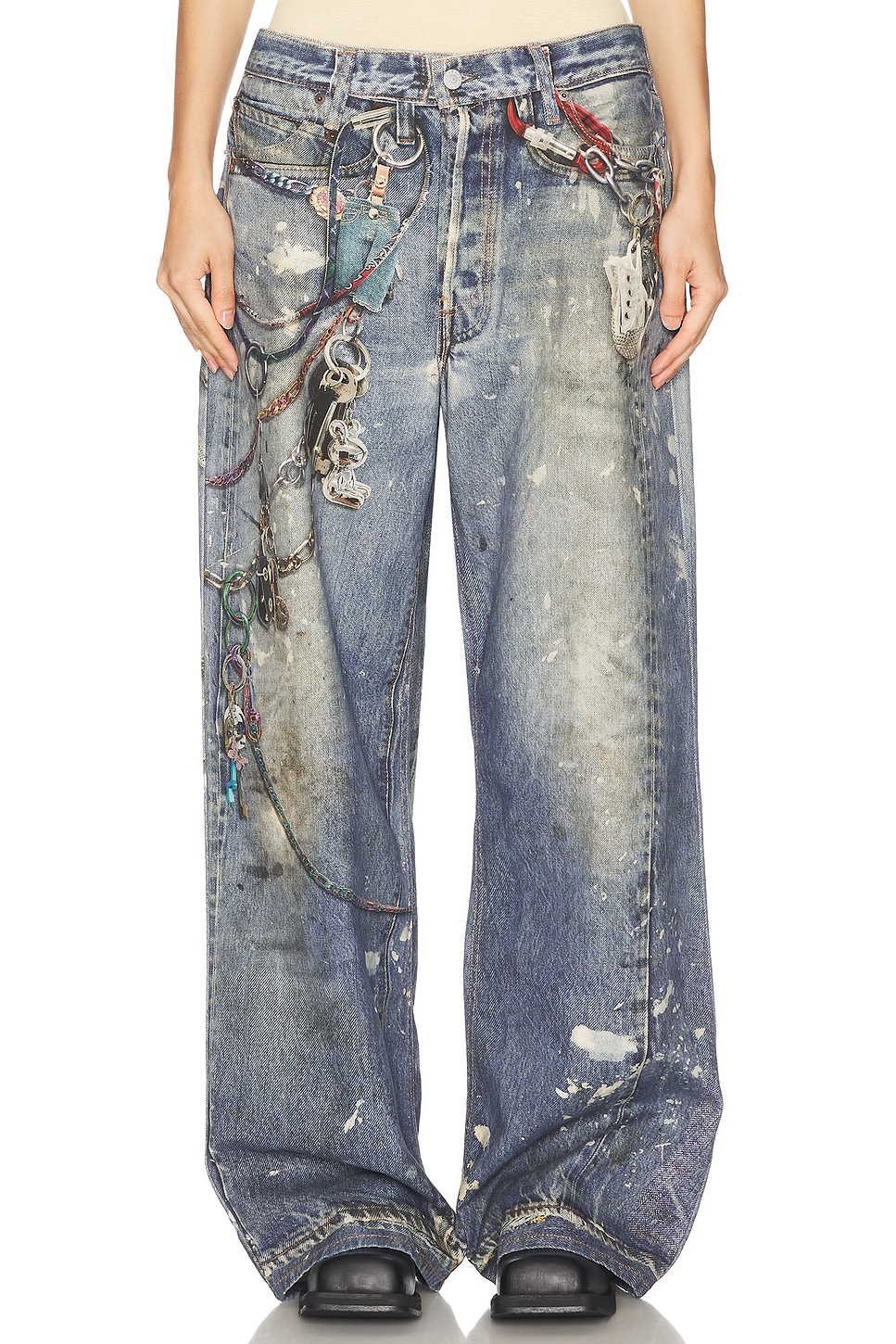 Image 1 of Acne Studios 1981 Keychains Wide Leg in Mid Blue