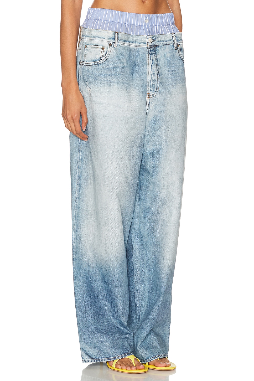 Acne Studios Trompe-loeil Print Trousers In Blue