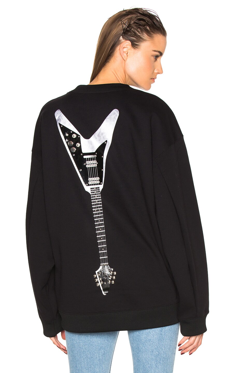Image 1 of Acne Studios Beta Guitar Print Sweatshirt in Black & White