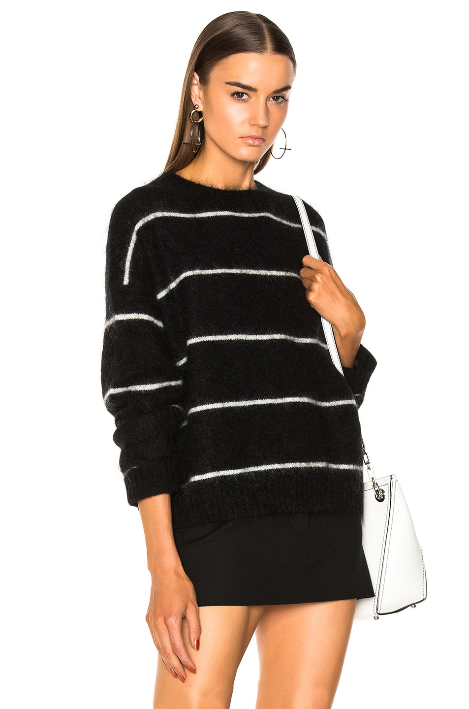 Image 1 of Acne Studios Rhira Mohair Sweater in Black & White Stripe